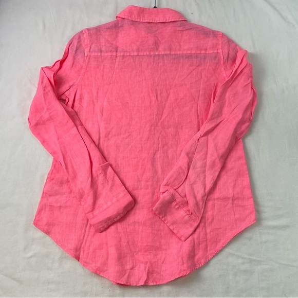 Lilly Pulitzer Pink Linen Button-Down Shirt | Women’s XXS Long Sleeve Top NWT - Picture 5 of 7